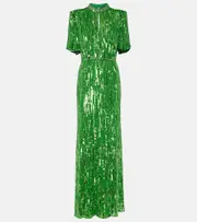 [Jenny Packham] Jenny Packham Viola sequined cutout gown AU 6 green
