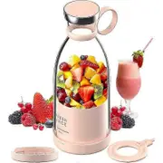 Portable USB Rechargeable Personal Blender for Smoothies Shakes - 4 Blades, Travel-Friendly, Pink 350ML