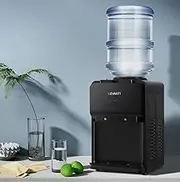 Devanti Water Dispenser Top Loading Cooler for Office Home Living Room Indoor, Mains Bottle Container Stand Cold Hot Tap Filter Chiller, Freestanding Black 2 Temperature Settings