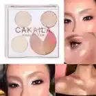 New 8 Color Baked Highlights Palette Shimmer Glitter Highlighting Contour Powder
