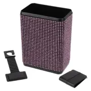 Car Trash Can Durable Seat Back Plastic Rhinestone Trash Bin Pink 1 Pc