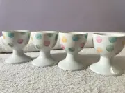 Egg Cups Easter egg Cups set of 4 white porcelain colorful polka dots PO1728