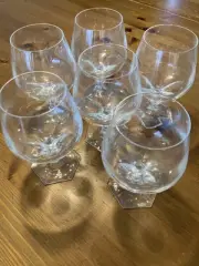 Hoya Crystal Set Of 6 Hexagonal Bottom Brandy Glasses