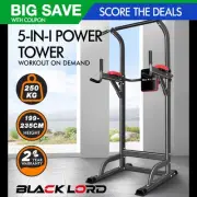 BLACK LORD Power Tower Chin Up Bar Push Pull Up Weight Bench Gym Station