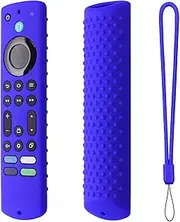Silicone Remote Cover for All New Fire Stick 4K Max 2023, Silicone Case Compatible with Fire TV Stick 4k Max 2nd Gen, Toshiba/Insignia NS-RCFNA-21 Silicone Sleeve with Lanyard (Blue)