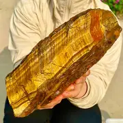 13.6LB Large Golden Tiger'S Eye Rock Quartz Crystal Mineral Specimen Metaphysics