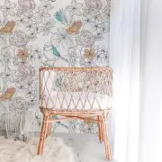 Removable Wall Mural Nursery Watercolor Birds and flowers Vintage Kids room Baby