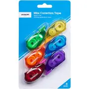 J.Burrows Mini Correction Tapes 5mm x 6m Assorted 6 Pack