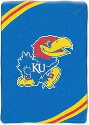 NCAA Kansas Jayhawks Force Royal Plush Raschel Throw Blanket, 60x80-Inch