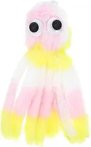 Generic Plush Octopus Chew for Cats Small Pets Soft Stuffed Animal Model Interactive Plaything for Chewing Playing Engaging Rainbow Design Gums