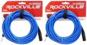 2 Rockville RCXMB30-BL Blue 30' Male REAN XLR to 1/4'' TRS Balanced Cables