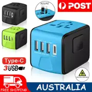 Universal International Travel Plug 3 USB Power Adapter Type C Worldwide 3.4A