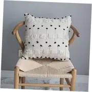 Boho Black and Beige Off White Throw Pillow 18" x 18" (Pack of 1) White Tufted