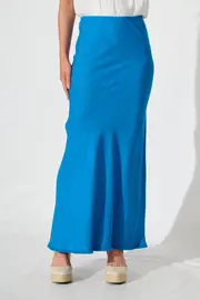 Alameda Maxi Skirt in Blue Linen Blend 8
