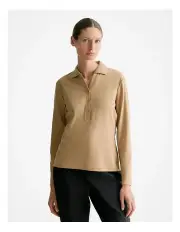 [Trenery] Modal Cotton Half Placket Polo in Light Camel
