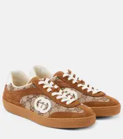 [Gucci] Gucci Interlocking G GG Canvas suede sneakers AU 8 brown