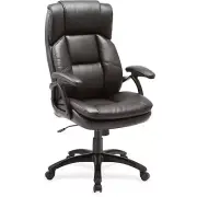 Lorell Black Base High-back Bonded Leather Executive Office Chair Model 59535