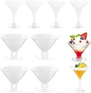 20pcs Plastic Martini Glasses 150ml Clear Plastic Cocktail Glasses Reusable Adjustable Stem Bar Glasses for Wedding Birthday Garden Christmas Picnic Parties(U173-20)