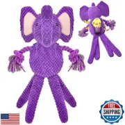 LyssKMK 2in1 Dog Squeaky Toy Plush Elephant Dog Tug of War Toy Dog Chewing To