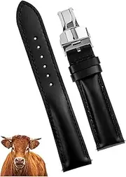 [vinacreations] Deployment Clasp Vintage Leather Watch Band Quick Release Leather Strap For Men Women Handmade Extra Soft Watch Wrist Band Elegant Replacement Stainless Steel Strap Butterfly Buckle