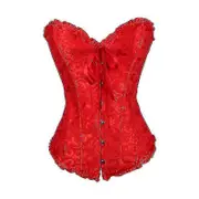 Tube Top Jacquard Gothic Palace Corset Waistcoat Shapewear Corset Red S