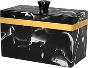 SWOOMEY Cotton Bud Storage Box 2 Sections Marble Lid Vanity Organizer Countertop Container Cotton Swab Holder