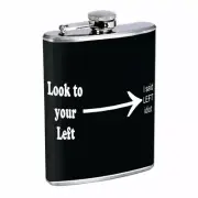 Look Left Em1 Flask 8oz Stainless Steel Hip Drinking Whiskey