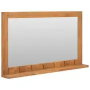 Wall Mirror with Shelf 100x12x60 cm Solid Teak Wood