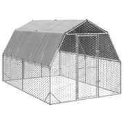 vidaXL Chicken Run with Roof 2.5x4x2.25 m Galvanised Steel walk-in chicken run