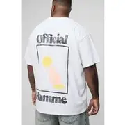 Mens White Plus Oversized Official Homme Back Graphic T-Shirt