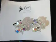 vintage Coro Pegasus Shimmering Stars clear beaded clip on earrings NOS