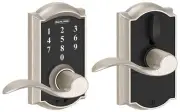 Schlage FE695-CAM-ACC Camelot Touch Entry Door Lever Set - Nickel