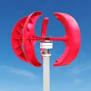 600 Watt 12v/24v Wind Turbine Kit Wind Power Windmill Generator Vertical Free Energy Generator Vertical Axis Tower Wind Generators with Wind Solar Hybrid Controller,Red-24V