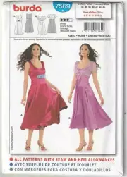 FF Burda 7569 Sleeveless Flared Skirt Dress Sewing Pattern Sz 8 - 20