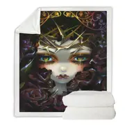 Gothic Art the Language of Flowers Black Roses Girl Throw Blanket
