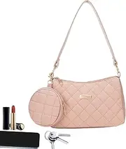 Underarm Purse | Clutch Diagonal Pattern Purse PU Leather With Zipper Closure - Underarm Shoulder Bag With Small Bag For Friends, Lovers