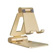 Dual Folding Cell Phone Stand, Fully Adjustable Foldable Desktop Phone J-Gold