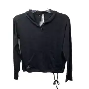 Adidas Womans Essentials NWT Gray Slub Hoodie Size XS 1/4 Button lightweight Tie