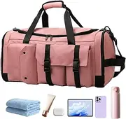 Weekender Bags for Women | Large Waterproof Duffle Bag | Luggage Backpack with Dry and Wet Separation for Jump Ropes Bands Sneakers Towels Gloves Indoor