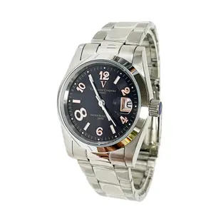【valentino coupeau 范倫鐵諾】 V12168S黑銀 不銹鋼 防水手錶  放大日期 情侶對錶 原廠公司貨