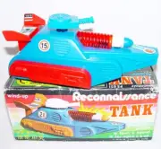 China PS-021 RECONNAISSANCE TANK SPACE TANK Wind-Up Tin Toy Vehicle MIB`70 RARE!
