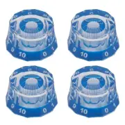 4x 12 Edge Acrylic Bass Guitar Knobs Transparent Blue Volume Tone Control Knobs