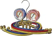 Mastercool (59136 Brass R410A, R22, R404A 2-Way Manifold Set with 3-1/8" Gauges, 3-36" Hoses and Standard 1/4" Fittings