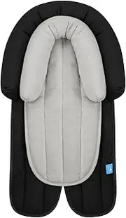 INFANZIA 2-in-1 Baby Seat Reducer Universal for All Prams, Baby Seat Insert and Headrest for Newborns and Toddlers, Extra Soft, Ideal for All Seasons, Cotton, Black