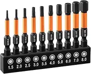 Hex Bit Set, 10 Pack Alloy Steel Allen Wrench Drill Bit, 1/4” Hex-Shank Allen Key Bits Set, Multi Star Power Screwdriver Bits Set, Metric Hex Screwdriver Driver Bits