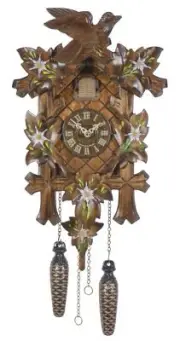 Quartz Cuckoo Clock 5-leaves, bird, with music TU 353 QM NEW
