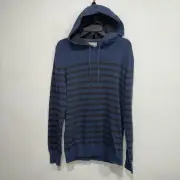 Flag and Anthem Sweater Hoodie blue Striped Medium Long Sleeve New