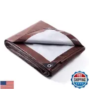 GUARD SHIELD 20x30 Feet Tarp Waterproof Brown Silver Rain Roof Tarps for Pati