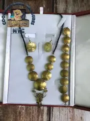 Vintage Peruvian 1/2 Sol Coin Necklace, Earning, & Bracelet Set with Jewelry Box
