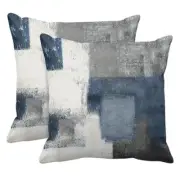 2PC Lumbar Decor Throw Pillow Covers Blue and Grey 16" x 16" (Pack of 2)